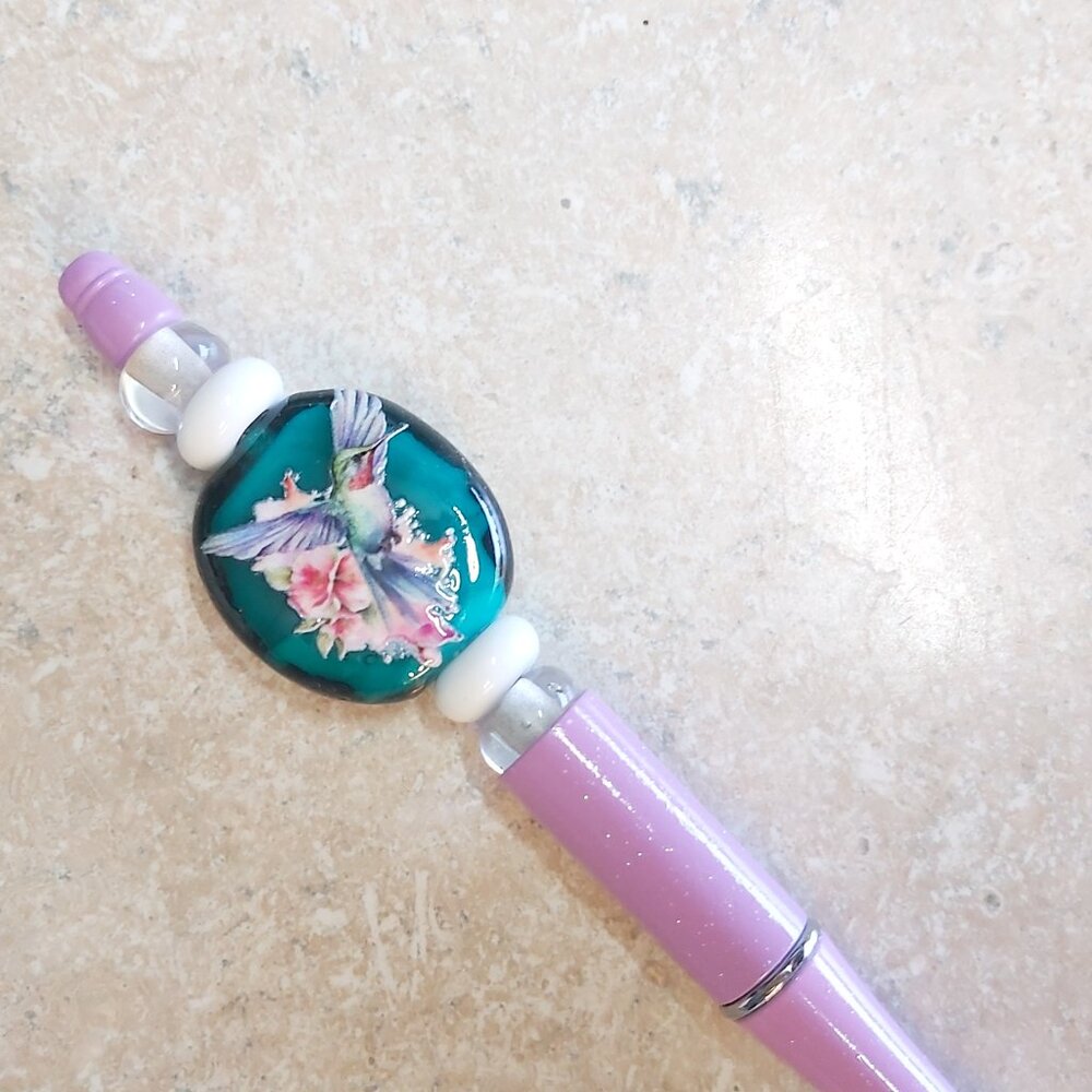 Hummingbird lampwork glass pen